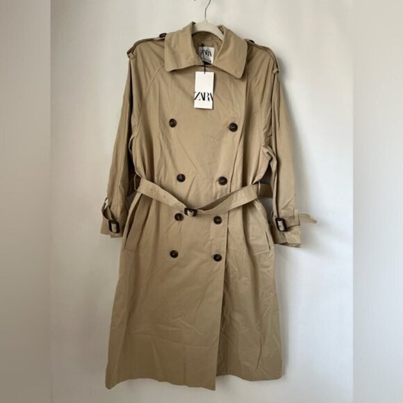 🩷 Zara - Women's Oversized Pocket Trench Coat - Beige. Size: M. NWT (1690) - Picture 2 of 16